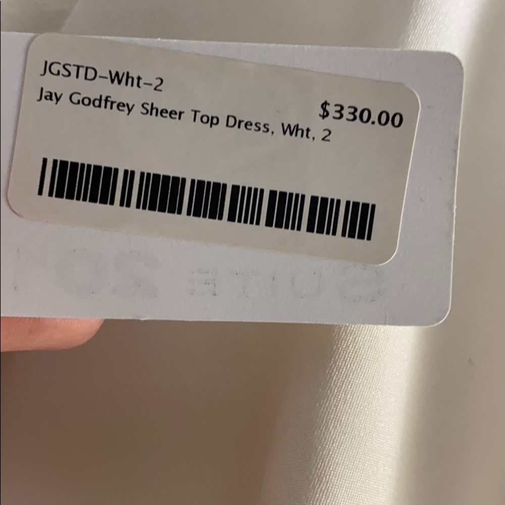 Jay Godfrey White Sheer Neckline Dress - Picture 7 of 8